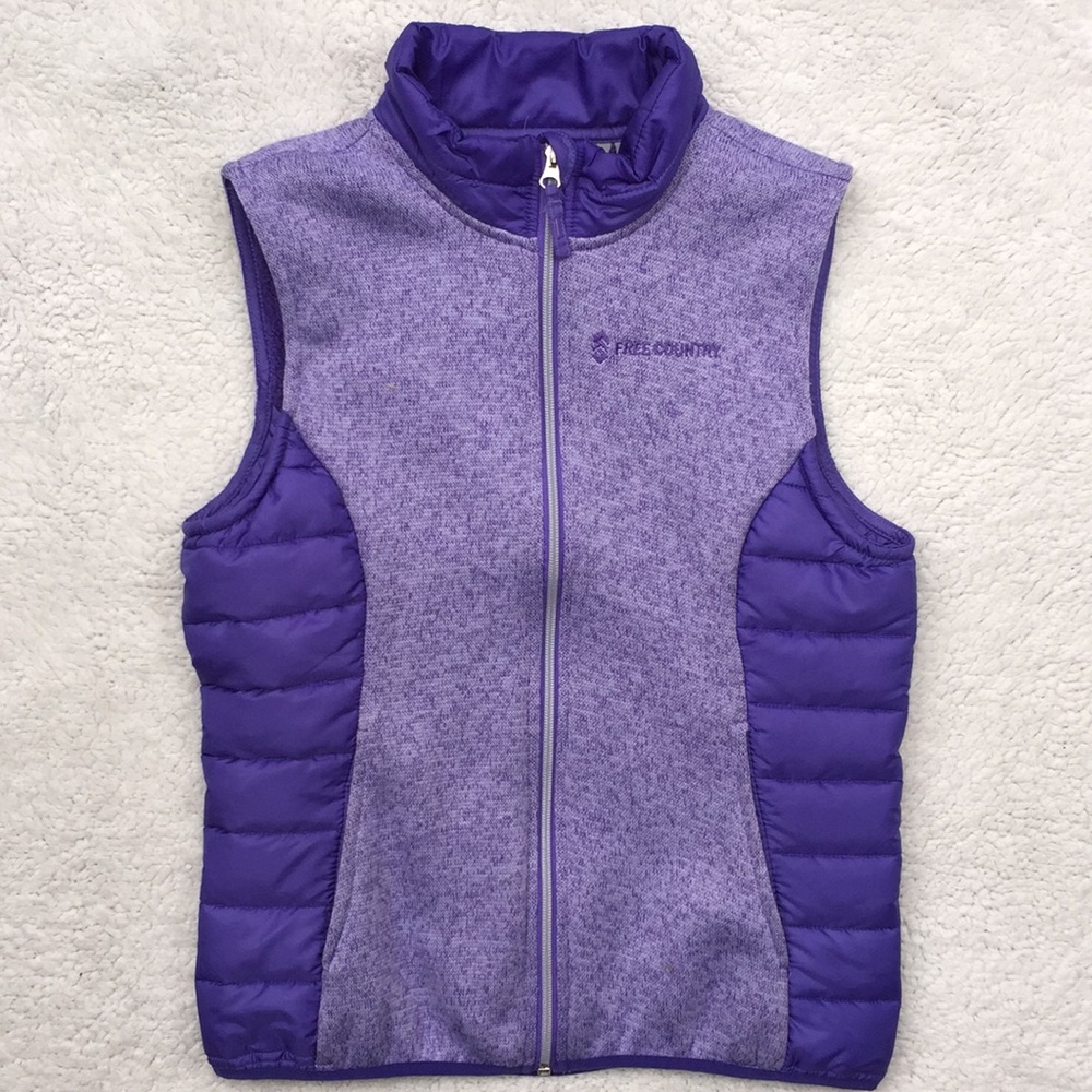 Free Country Purple Outdoor Skii Puffer Vest Warm Ribbed Girls Large 14/16